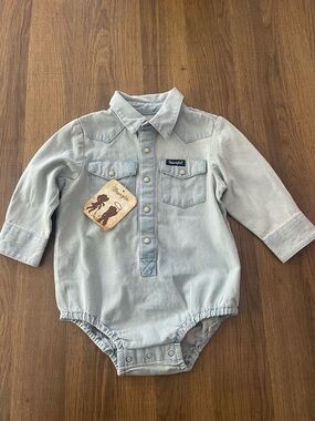 Wrangler Light Blue Denim-Style Long Sleeve One-Piece